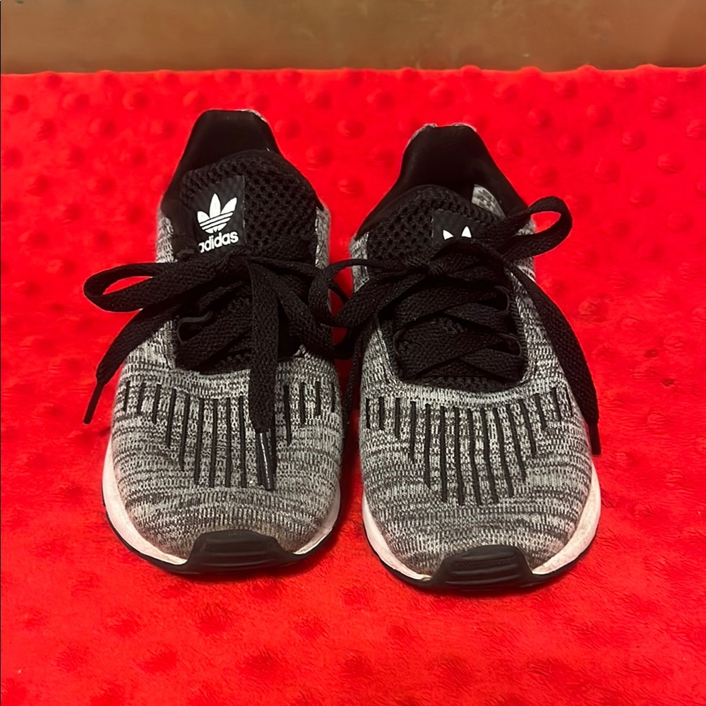 Kids Adidas Black and Gray Knit Sneakers